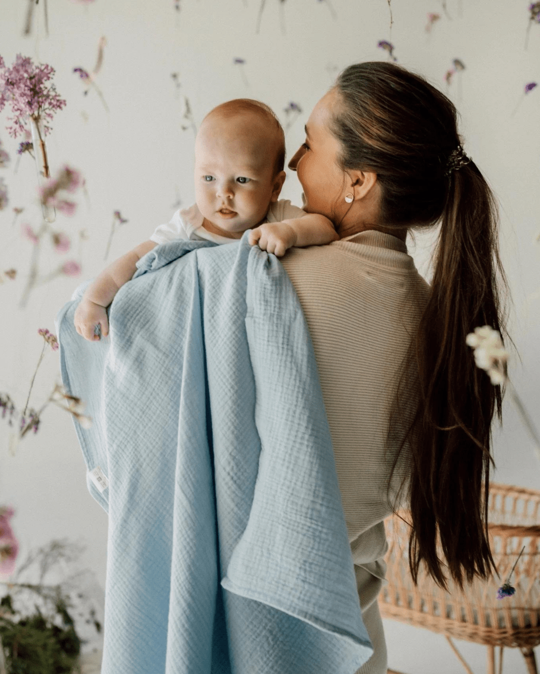 TISU muslin swaddle, Baby Blue