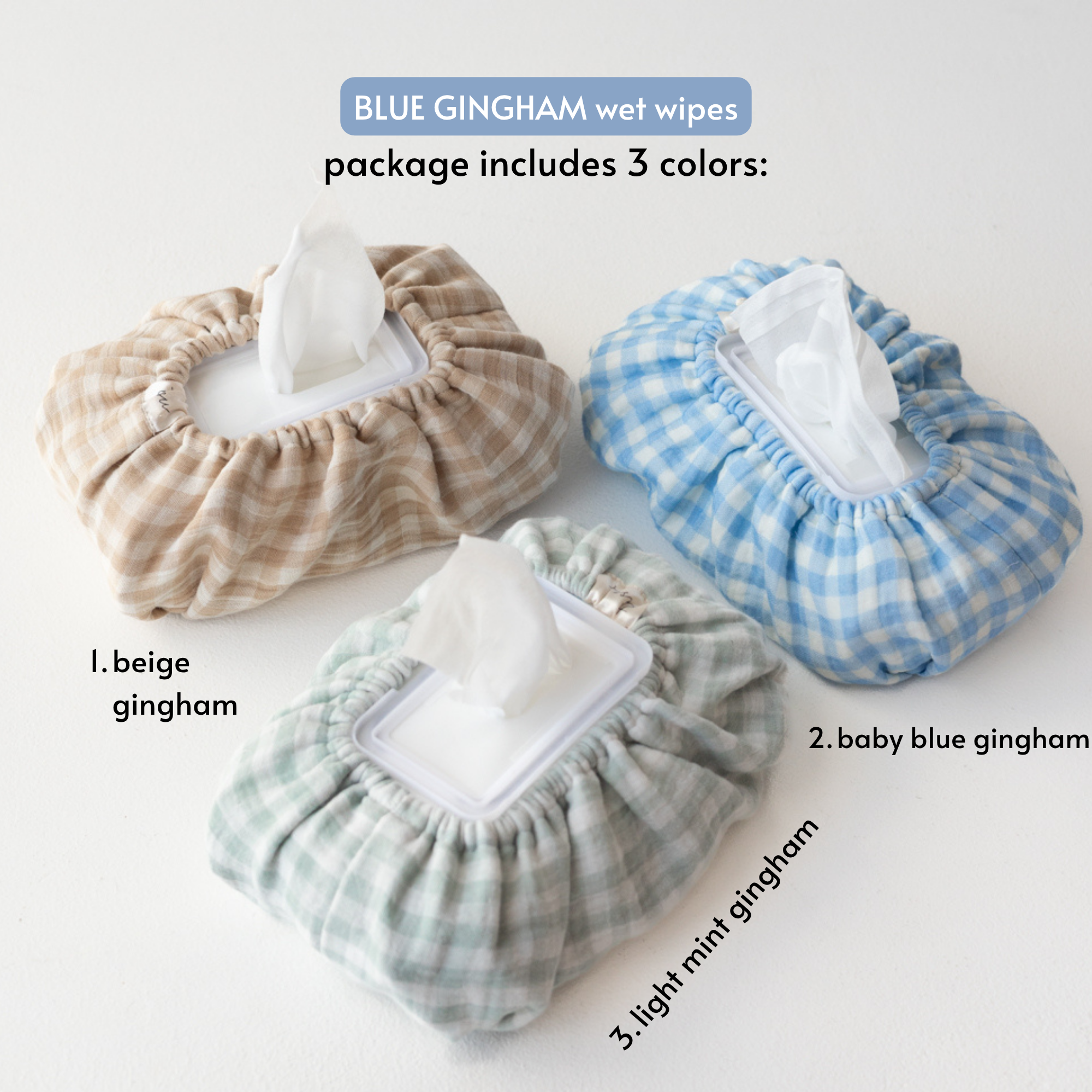 TISU baby wipes cover, Gingham Collection