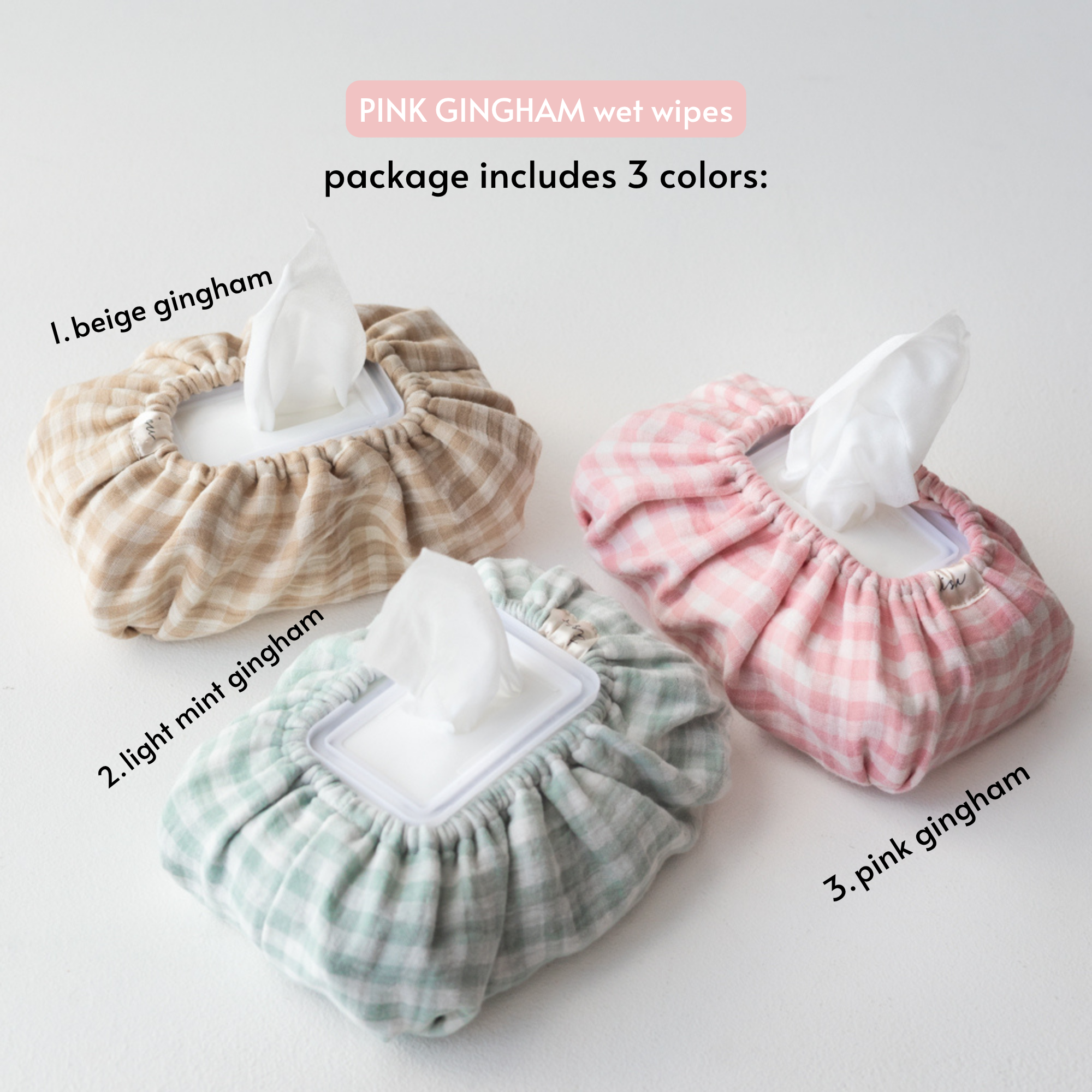 TISU baby wipes cover, Gingham Collection
