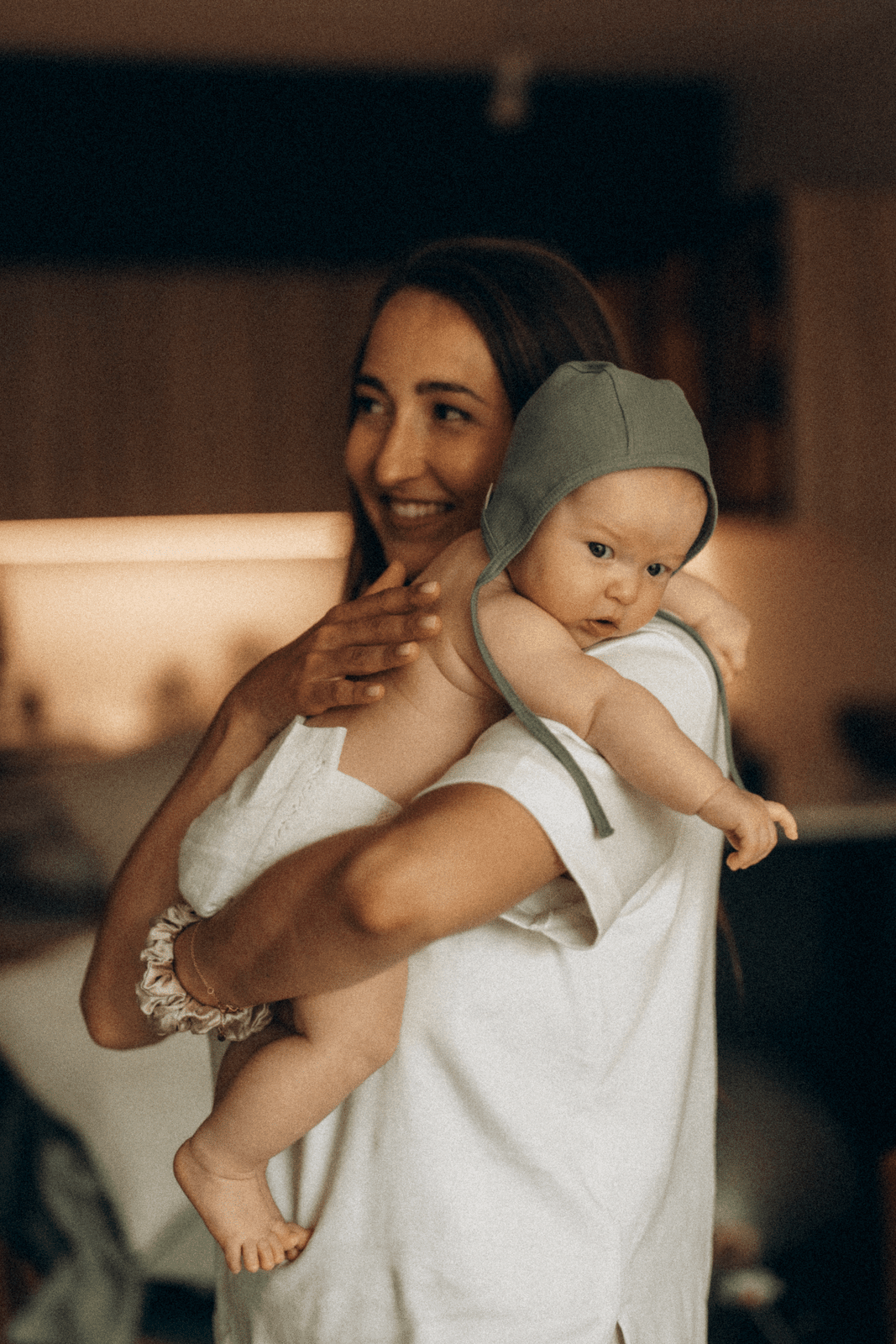 TISU ribbed baby bonnet, Thyme - TISU Baby