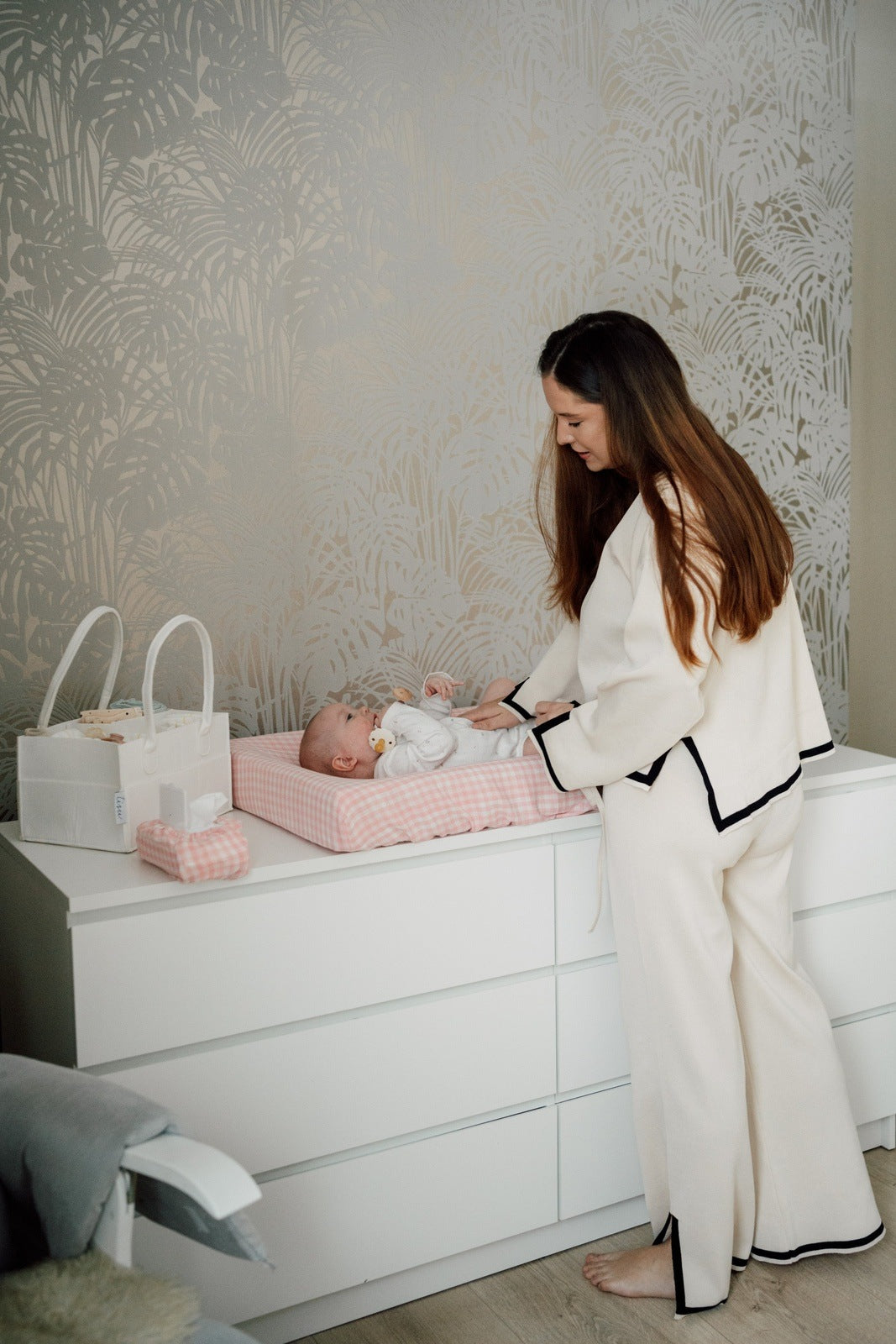 TISU diaper changing pad cover, Pink Gingham