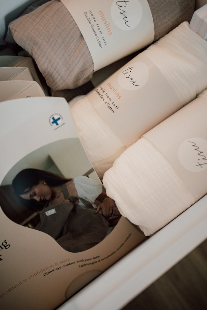 TISU product display, nursing covers