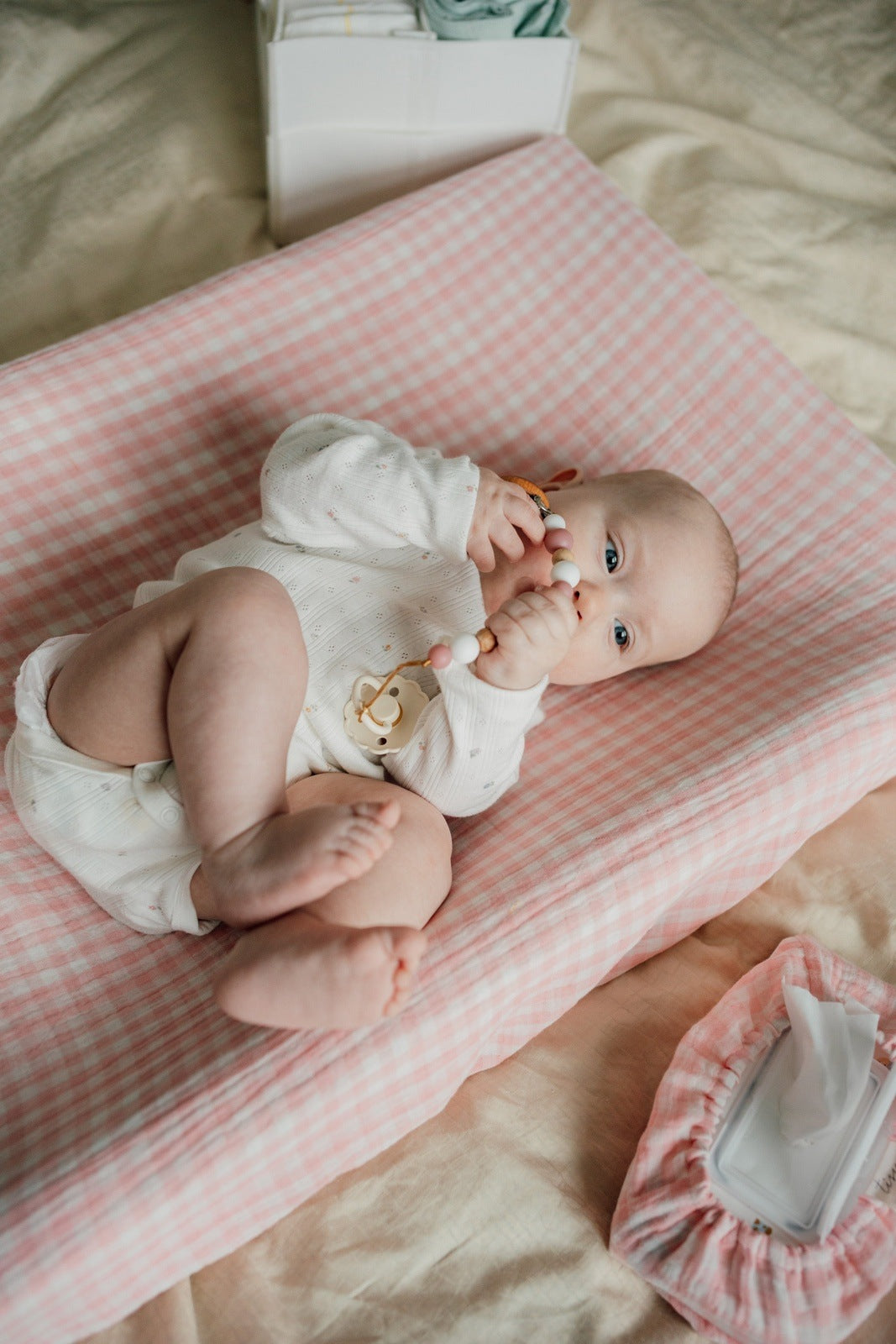 TISU diaper changing pad cover, Pink Gingham