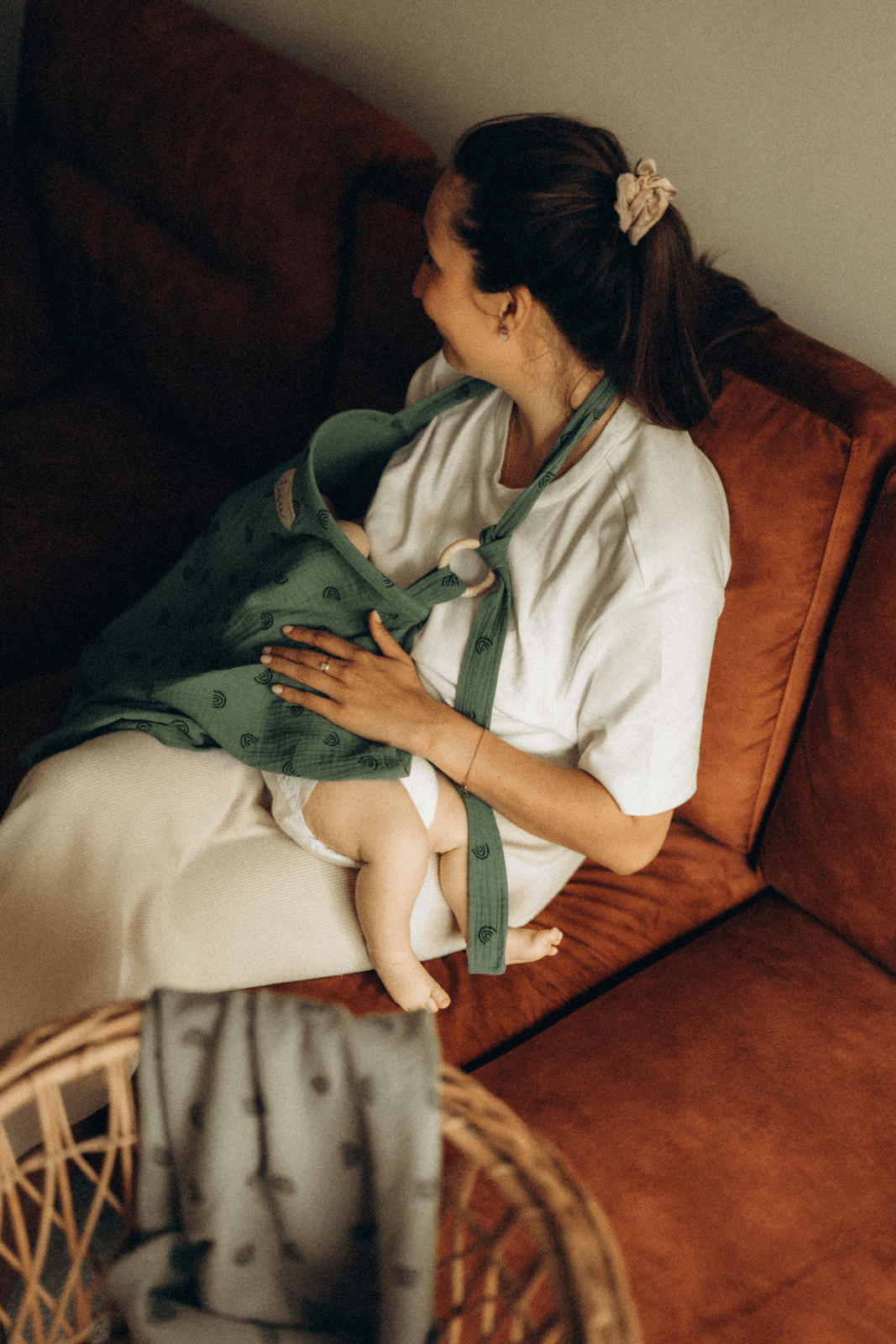 TISU nursing cover, Dusty Green Rainbow - TISU Baby