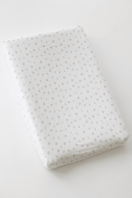 TISU diaper changing pad cover, Cream Daisy - TISU Baby