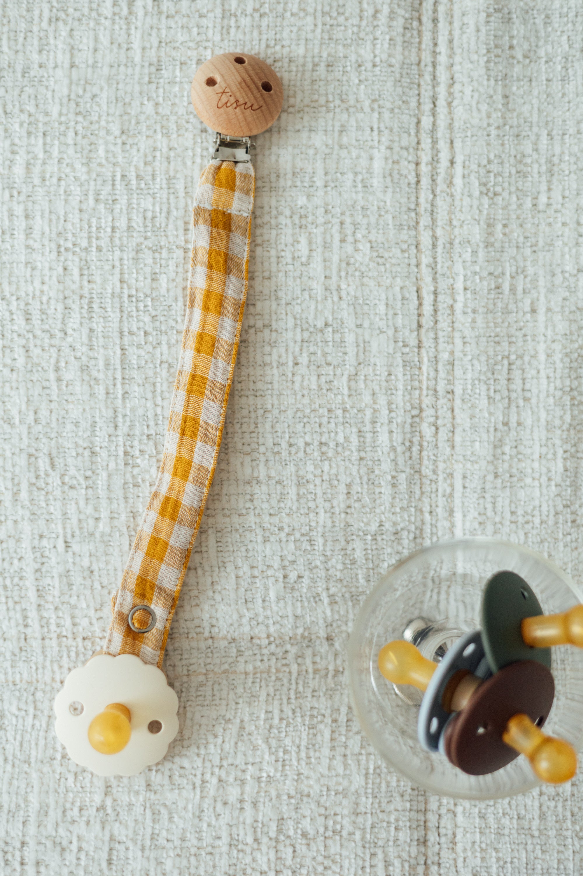 TISU pacifier clip, Gingham collection