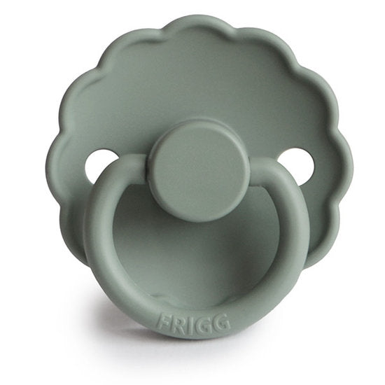 FRIGG Daisy pacifier, Lily Pad green pacifier.